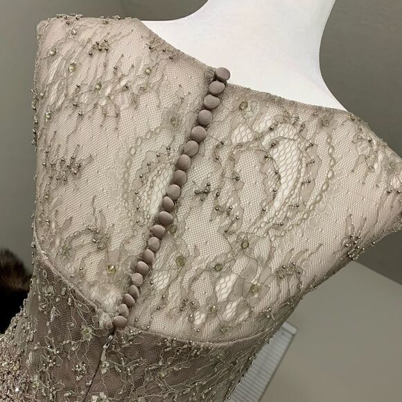 Elegant  Floral Lace with Exquisite Crystal Beads Gown - Picture 11 of 16